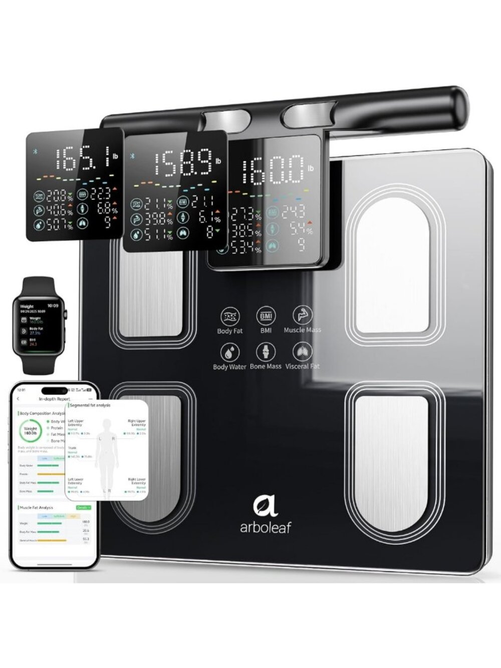 8-Electrode Body Composition Scale with Handle Display - Smart Health Monitor